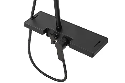 Душова система Rea Bravo чорний з полицею і краном REA-P0636, Чорний - фото 7