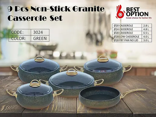 Набір каструль O.M.S. Collection 3024 для індукційної плити Зелений (Туреччина) - фото 2