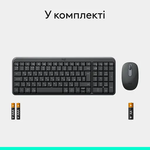 Комплект (Клавіатура та Миша) Logitech MK250 Wireless Combo UKR Graphite - фото 2