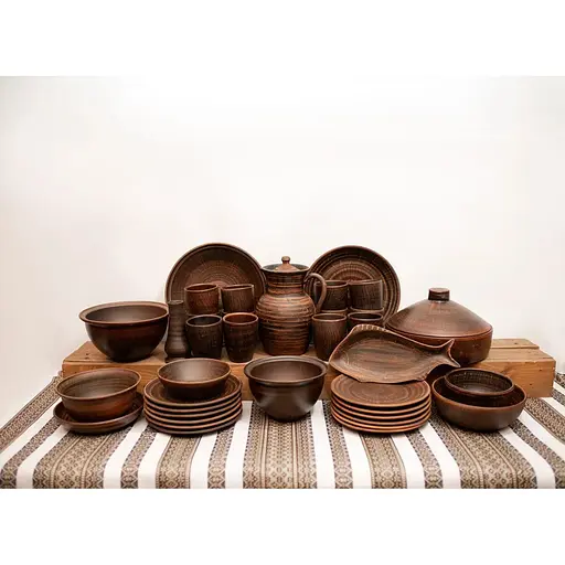 Різдвяний набір керамічного (глиняного) посуду Святковий на 12 осіб