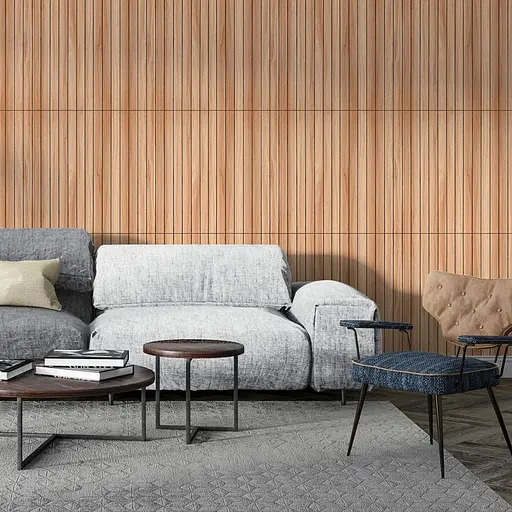 Покрытие виниловое самоклеющееся Wall Sticker 3D рейки 600х600х2.8мм Тик золотистый SW-00002203 - фото 3