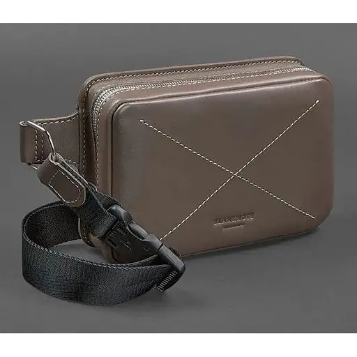 Шкіряна поясна сумка Dropbag Mini темно-бежева - фото 1