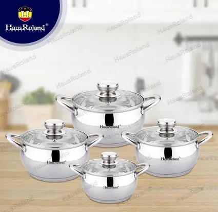 Набір каструль Haus Roland HR113-2 із нержавіючої сталі 8в1 - фото 4