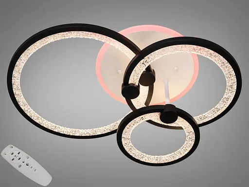 LED люстра с пультом, диммером и цветной подсветкой, 70W, черная - фото 1