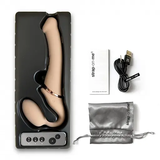 Страпон с вибрацией Strap-On-Me Vibrating Flesh L 19 см телесный - фото 7