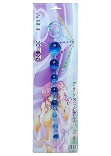 Анальний ланцюжок Jelly Anal 10 Beads Clear 29 см (блакитний) - фото 3