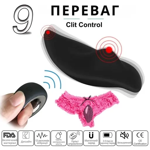 Вибратор для клитора I’MCUM Clit Control в трусики с пультом управления Черный (7970379617684) - фото 5