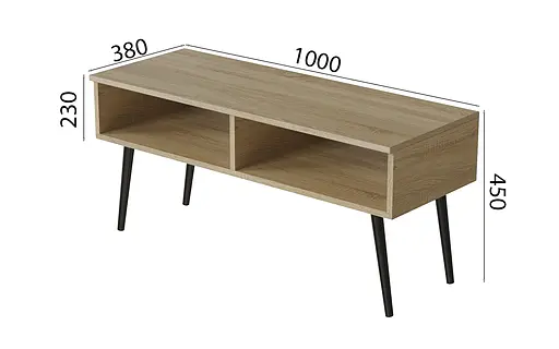 Тумба під ТВ Невада Ferrum-decor 45x100x38 Чорний метал ДСП Дуб Сонома 16 мм (FRD-106722) - фото 3