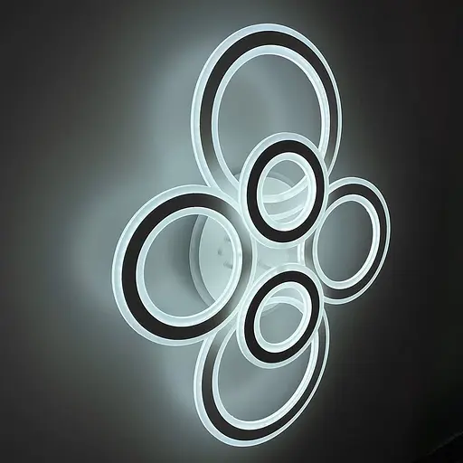 Стельова люстра на 6 кілець у білому корпусі 63×80 см | Арт. A 2763/2+2+2 RGB WT | Line F - фото 2