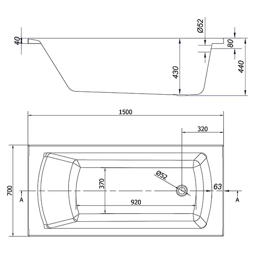 Ванна акриловая Cersant Korat 150x70 - фото 3