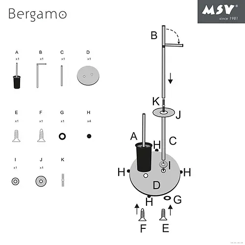 Держатель туалетной бумаги с щеткой BERGAMO белый (141341) - фото 3
