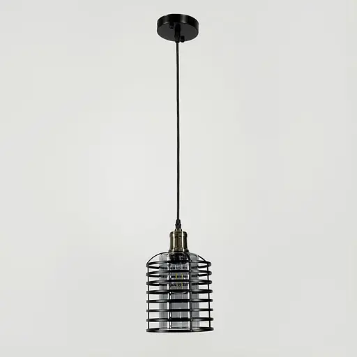 Підвіс в стилі Лофт з графітовим плафоном у чорному корпусі 30х17 см | Line F | Арт. 12056/1 BK+GR - фото 1