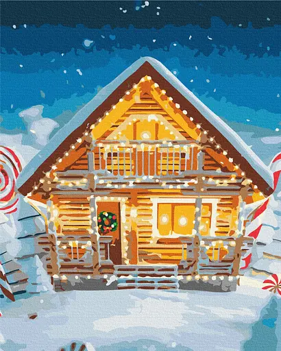 Картина за номерами на підрамнику Brushme Казковий новорічний будиночок