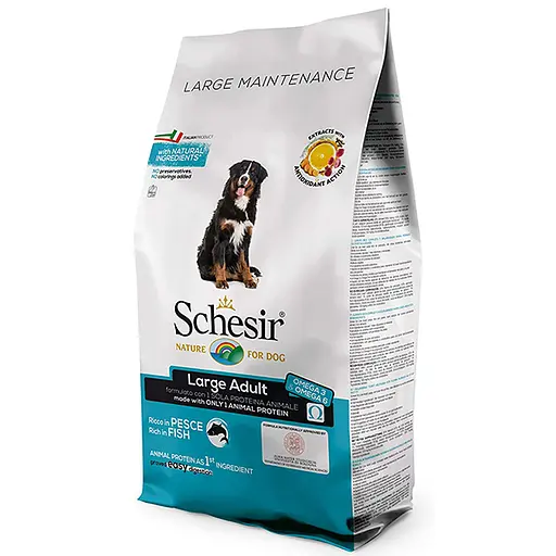 Сухой монопротеиновый корм для взрослых собак крупных пород Schesir Dog Large Adult Fish с рыбой 12 кг (8005852163301) - фото 1