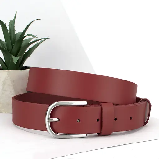 Ремень женский темно-красный кожаный HC-3452 (125 см) - фото 1