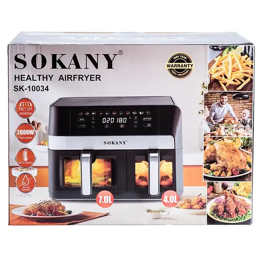 Аерофритюрниця безмасляна Sokany SK-10034 11л електрична з сенсорним керуванням, таймер 2800Вт - фото 10
