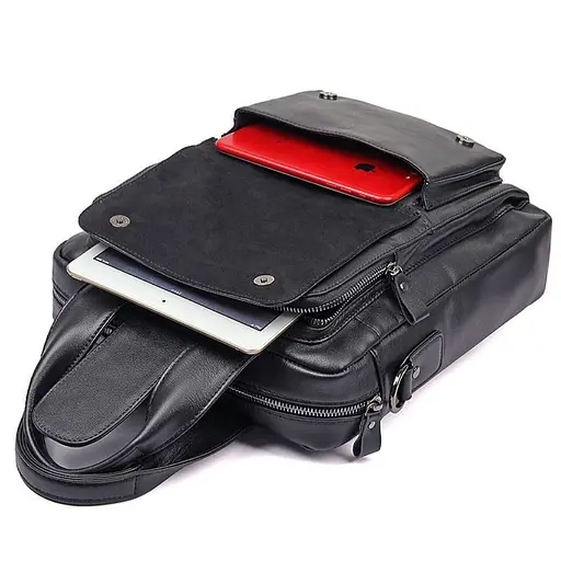 Вертикальная мужская сумка из высококачественной кожи John McDee 25.5х7.5х30.5 см sum0028662 - фото 5