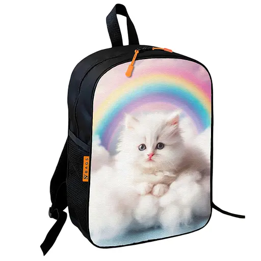 Рюкзак шкільний дитячий 36х27см з котиком на хмаринці, принтом кошеняти для хлопчика/дівчинки (00685)