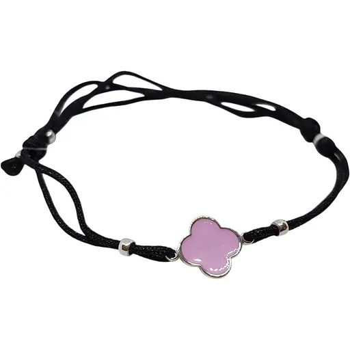 Браслет Qvaliz Клевер из текстиля с серебряными вставками с эмалью. 905-00894ЧР