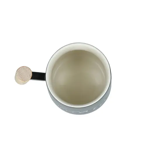 Кухоль керамічний OldBro для старого друга з дерев'яною ручкою кришкою та ложкою 480 мл black - фото 4