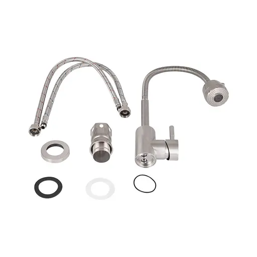 Смеситель для кухни Lidz Aria 015F41 с гибким изливом (k35) LDARI015F41NKS45306 Nickel Нержавеющая сталь - фото 6