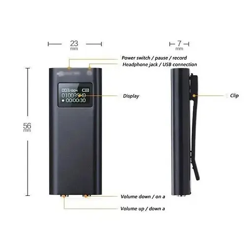 Мини-диктофон с активацией на звук 16 Gb с LCD экраном JNN Q25 - фото 7