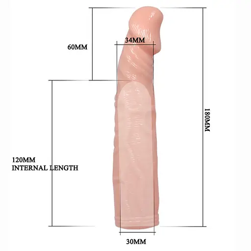 Насадка на пенис с вибрацией Baile Silicone Sleeve 18 см телесный - фото 4