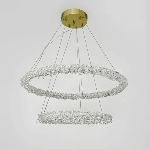 Невероятная хрустальная подвесная латунная люстра Ø 60+40 см | Ст. MD9105R-600+400 AB | Line F - фото 1