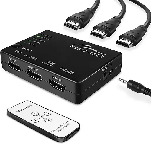 Коммутатор HDMI 5xports HDMI switch, remote controlled, 4K resolution support Media-Tech - фото 3