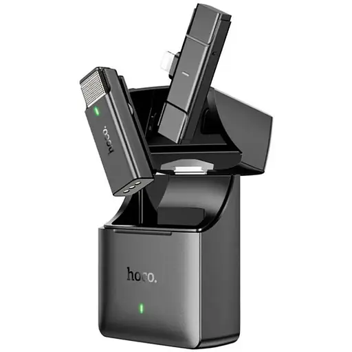 Бездротовий петличний мікрофон із зарядним кейсом Hoco S31 Lightning Темно-сірий - фото 1