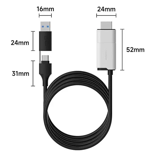 Внешняя карта видеозахвата (кабель) Xiaomi HAGiBiS HDMI на USB / Type-C 1080P@60fps 100W PD (UHC10) - фото 3