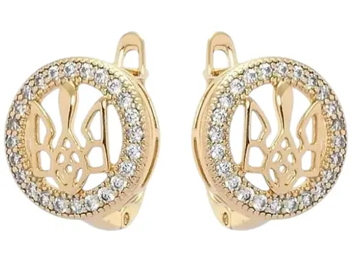 Сережки жіночі під золото Xuping герб України сережки для вух гіпоалергенні з медичної сталі біжутерія - фото 1