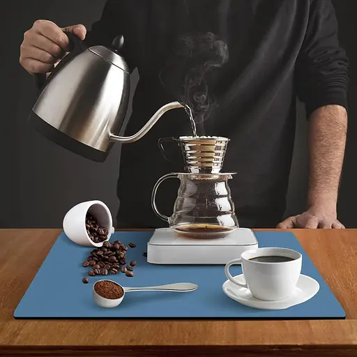 Антискользящий кухонный коврик - Абсорбирующий коврик для сушки посуды - Коврик под кофеварку 30х45 см Синий - фото 7