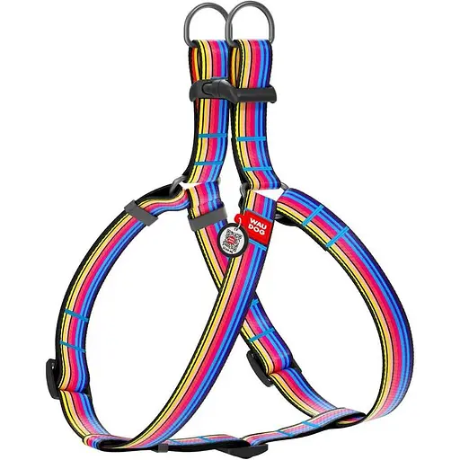 Шлейка для собак Waudog Nylon с QR паспортом, рисунок "Линия 1", пластиковый фастекс