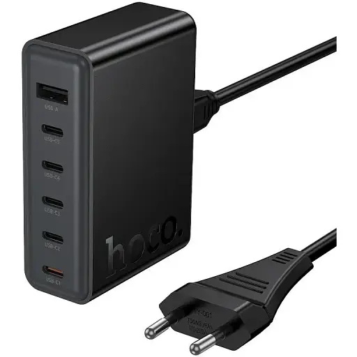 Сетевое зарядное устройство для Hoco C150A Modern PD45W 6-port(5C1A) desktop charger(EU) Черный - фото 1