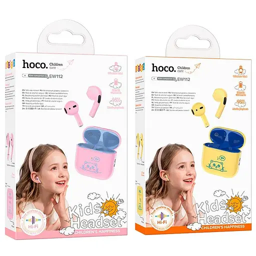 Навушники Hoco Friendly true wireless children BT headset EW112 BT5.4, 30/250mAh, 4h - фото 2
