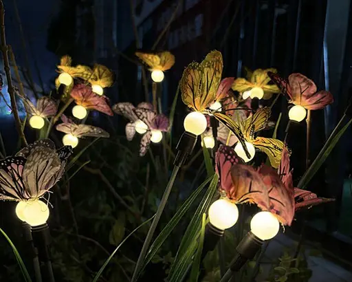 Светильники Firefly butterflies на солнечных батареях с зелеными листьями и бабочками садовые 2 шт - фото 9