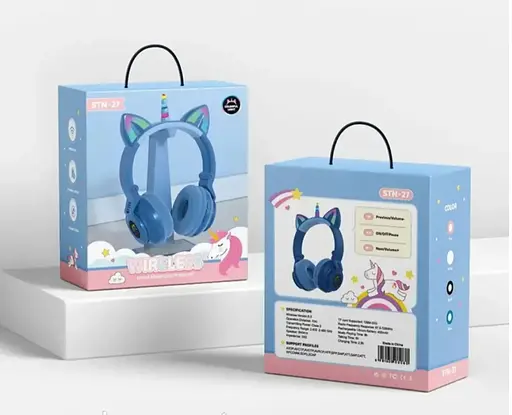 Навушники накладні Unicorn блютуз з LED-підсвіткою (STN27K) Сині - фото 3