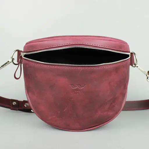 Шкіряна сумка поясна-кроссбоді Vacation бордова вінтажна - фото 5