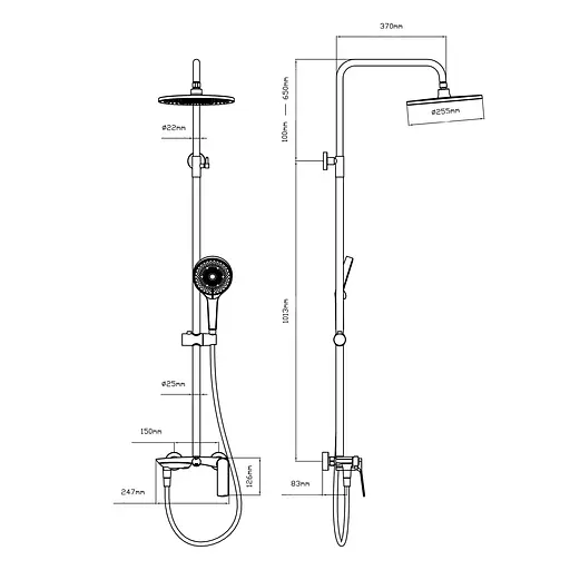 Душова система універсальна Qtap Slavonice на три споживача (з виливом) QTSLA111BLM45911 Black matt, Чорний матовий - фото 2