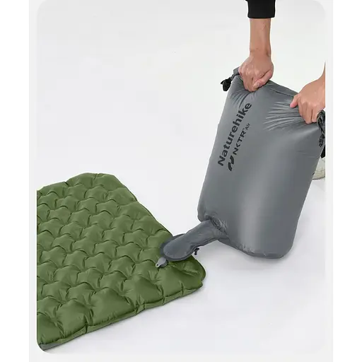 Матрас туристический надувной двухместный Naturehike CNK2450WS014, сверхлегкий, 200х132х8 см, зеленый с мешком для надува. - фото 5