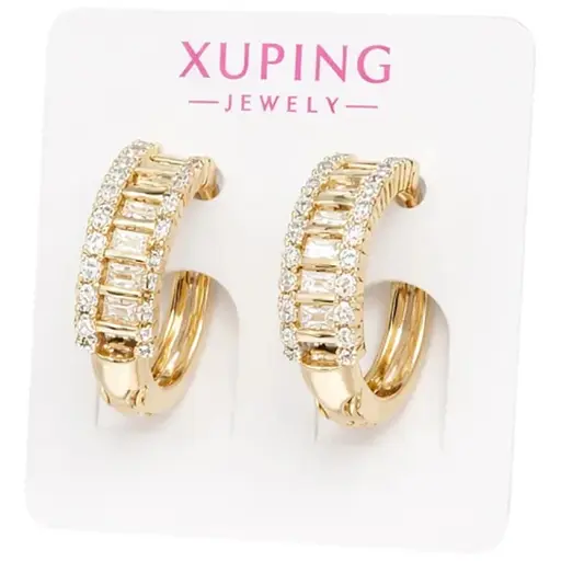 Серьги Xuping с прямоугольными фианитами гипоаллергенное украшение для повседневного образа Золотистый - фото 1