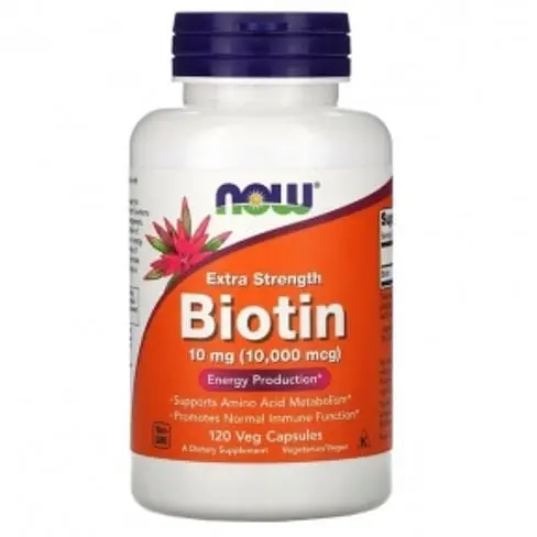 Біотин 10 мг 10000 мкг підвищена міцність у вегетаріанських капсулах №120 Now Foods Biotin - фото 1