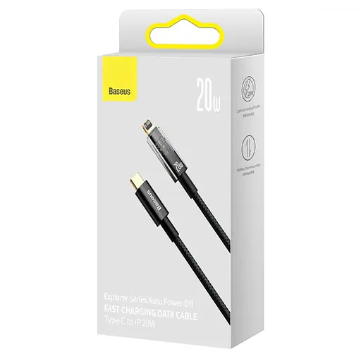 Дата кабель Baseus Explorer Auto Power-Off Fast Charging Type-C to Lightning 20W (1m) (CATS000001) Black - фото 4