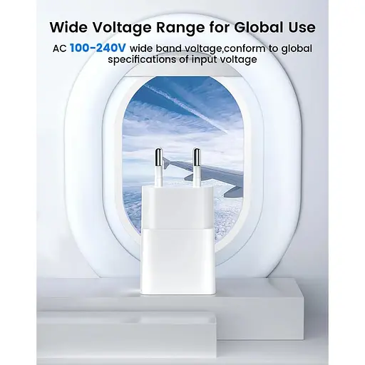 Зарядний пристрій USB потужністю 5 Вт, 5 В, 1 А, 2 порти USB C+, USB A - фото 3