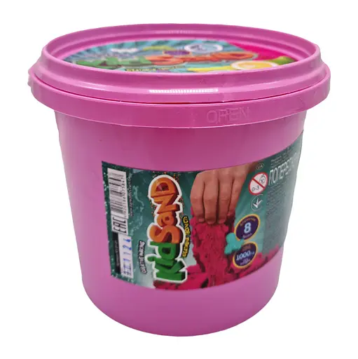 Набор креативного творчества "Кинетический песок" KidSand" Danko Toys KS-01-01 ведро 1000 г Розовый - фото 1