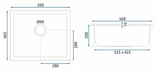 Гранітна кухонна мийка Rea Nels black з білим вкрапленням ZLE-00114, Чорний матовий - фото 6
