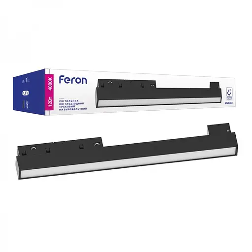Світлодіодний магнітний трековий світильник Feron MGN302, 12W 4000К чорний (41938)
