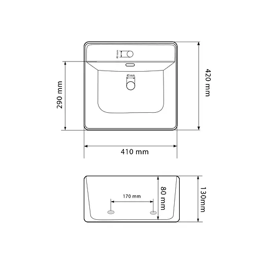 Умивальник VBI Bitonto S white накладний підвісний VBI-015702, Білий - фото 2