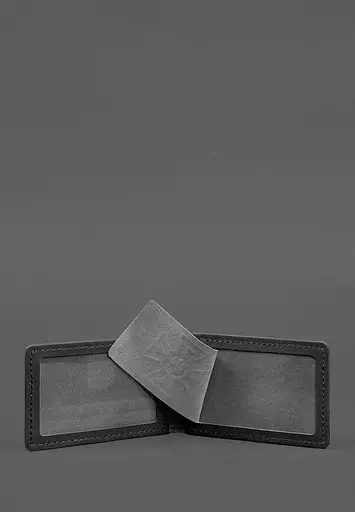 Кожаная обложка на удостоверение ГСЧС с карманом черная - фото 4